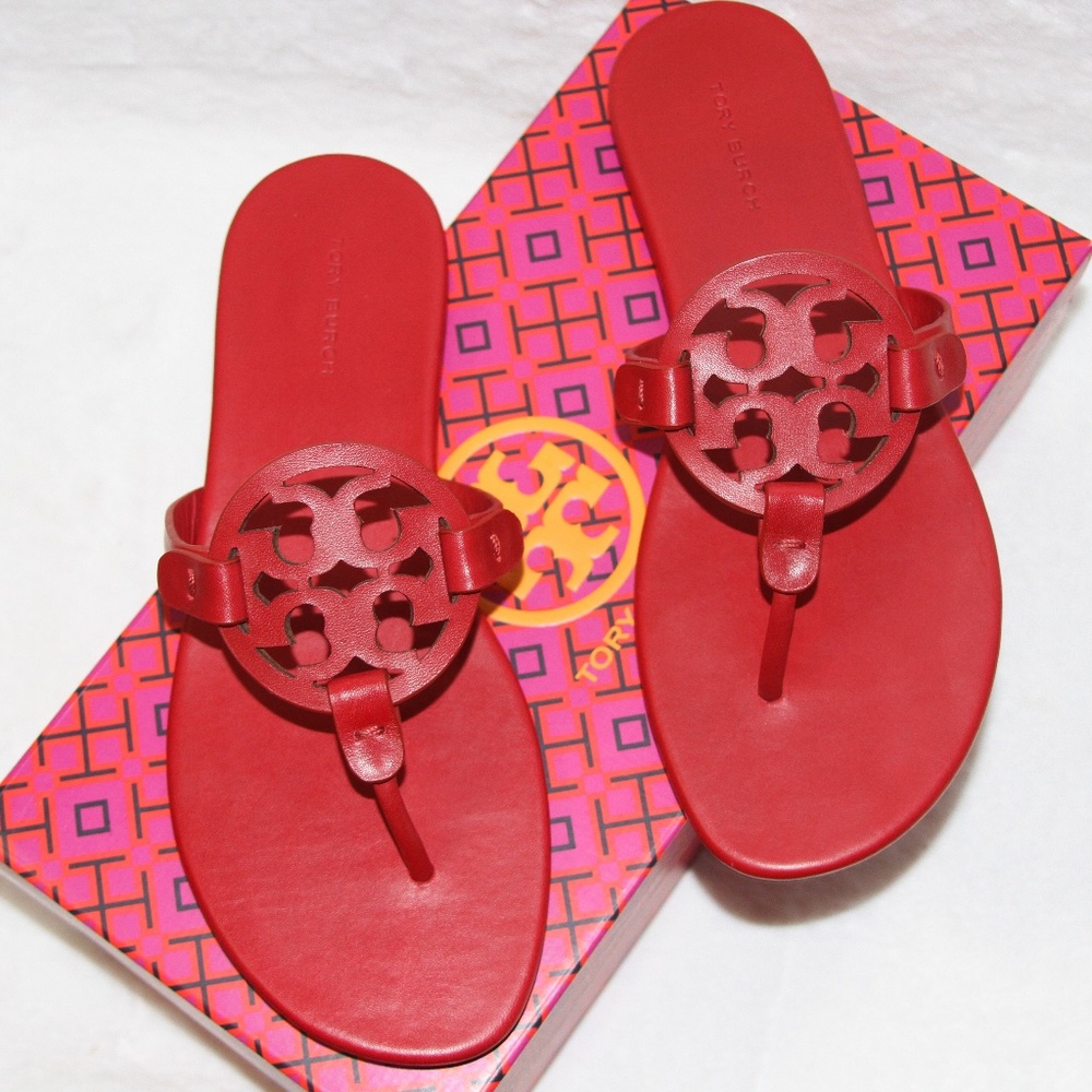 NWT Tory Burch Red Miller Sandals Size 7.5 New in Box